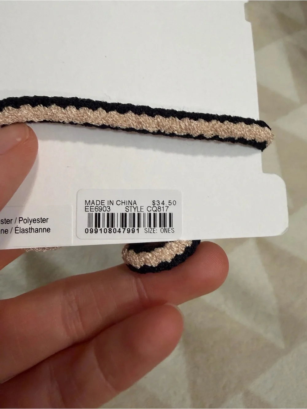J crew black cream bow hair tie
